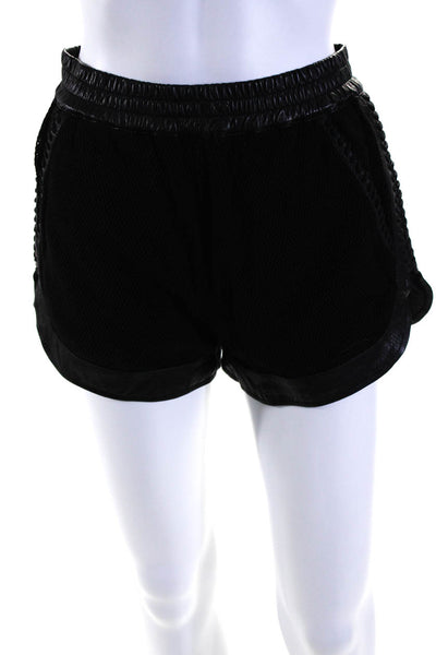 Skingraft Womens Leather Mesh Lace Up Sides Mid Rise Shorts Black Size Small