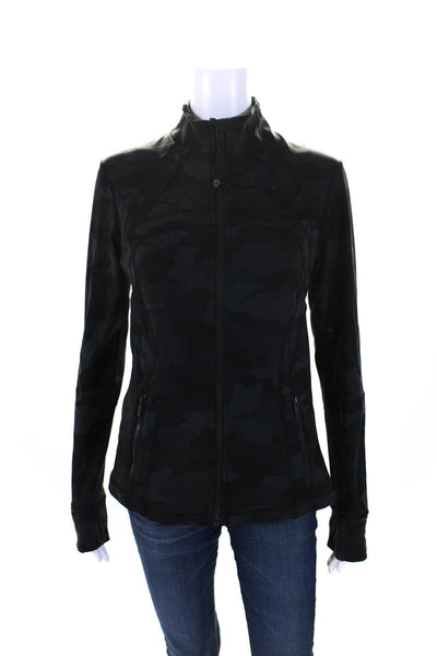 Lululemon Women's Long Sleeves Full Zip Athletic Black Camouflage Jacket Size 8