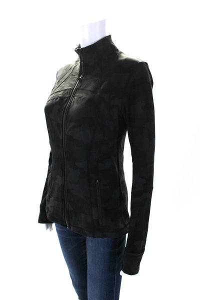 Lululemon Women's Long Sleeves Full Zip Athletic Black Camouflage Jacket Size 8