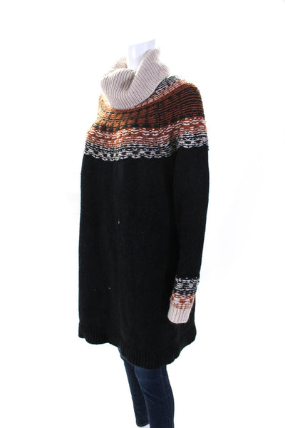 Madewell Womens Thick Knit Oversize Turtleneck Sweater Black Brown Beige XXL