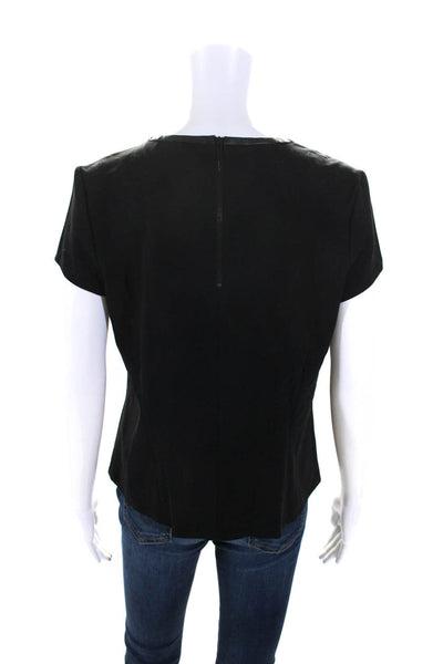 Classiques Entier Womens Faux Leather Ponte Cap Sleeve Top Blouse Black Medium