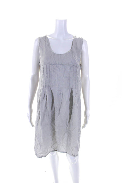 Flax Womens Scoop Neck Sleeveless Woven Shift Dress Gray Linen Size Medium