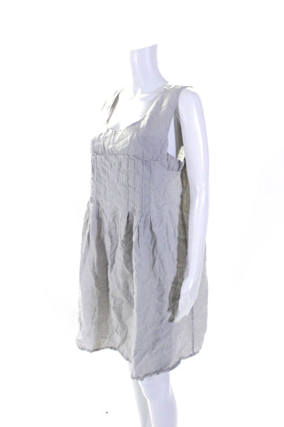 Flax Womens Scoop Neck Sleeveless Woven Shift Dress Gray Linen Size Medium