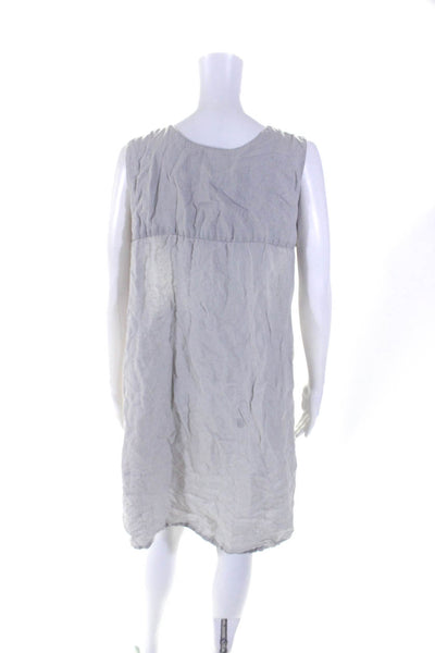 Flax Womens Scoop Neck Sleeveless Woven Shift Dress Gray Linen Size Medium