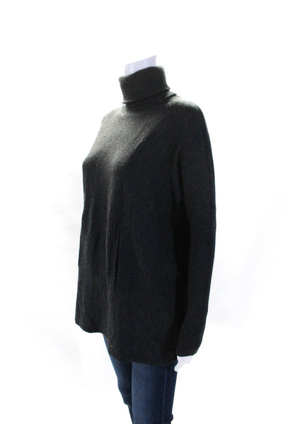 Tahari Womens Merino Wool Knit Long Sleeve Turtleneck Sweater Top Gray Size S