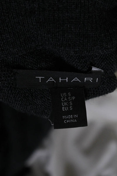 Tahari Womens Merino Wool Knit Long Sleeve Turtleneck Sweater Top Gray Size S
