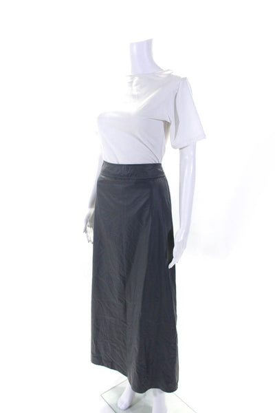 Anthropologie Womens High Rise Zip Up A-Line Maxi Skirt Charcoal Gray Size S