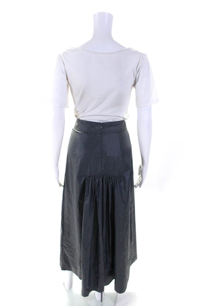 Anthropologie Womens High Rise Zip Up A-Line Maxi Skirt Charcoal Gray Size S