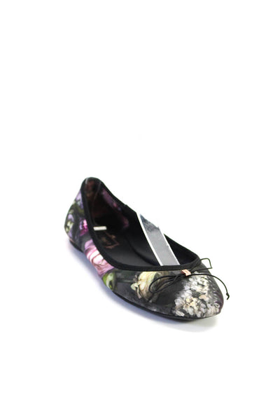 Ted Baker London Womens Floral Fabric Bow Slip On Ballet Flats Black Size 36 6