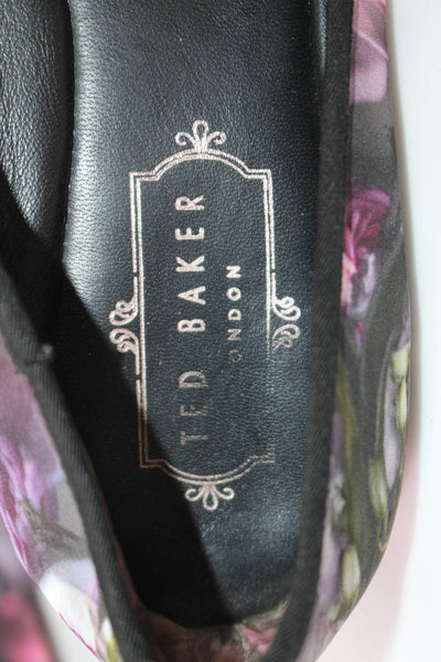 Ted Baker London Womens Floral Fabric Bow Slip On Ballet Flats Black Size 36 6
