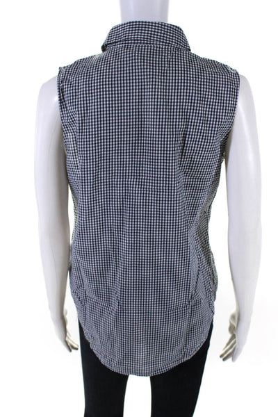 Equipment Femme Womens Navy Cotton Plaid Sleeveless Button Down Shirt Size M