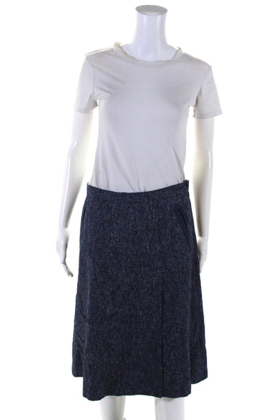 Lafayette 148 New York Womens Blue Cotton Textured Pockets A-Line Skirt Size 6