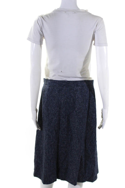 Lafayette 148 New York Womens Blue Cotton Textured Pockets A-Line Skirt Size 6