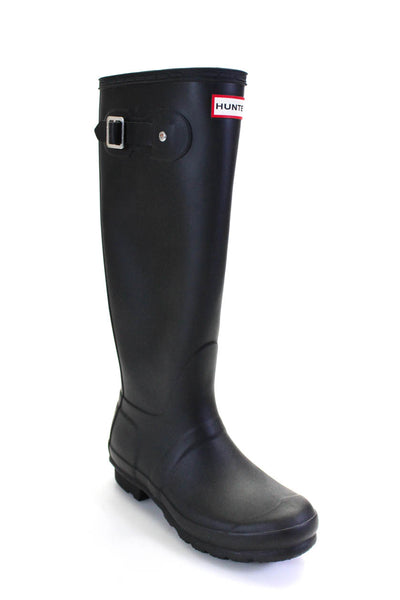 Hunter Womens Solid Black Rubber Knee High Rain Boots Shoes Size 6