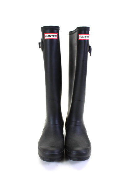 Hunter Womens Solid Black Rubber Knee High Rain Boots Shoes Size 6