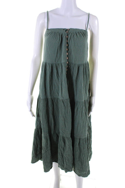 Rylee & Cru Womens Spaghetti Strap Sleeveless Sun Dress Green Size Extra Small