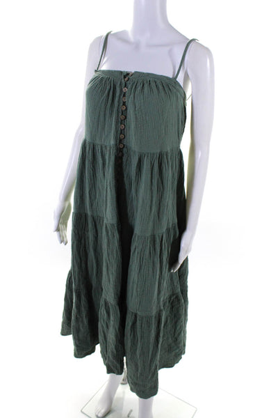 Rylee & Cru Womens Spaghetti Strap Sleeveless Sun Dress Green Size Extra Small