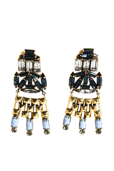 Dannijo Womens Gold Tone Multi-crystal Statement Drop Earrings