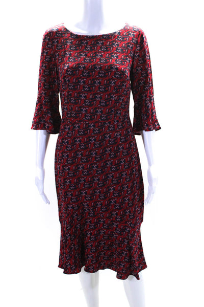 Boden Womens Long Sleeve Floral Print Maxi Dress Red Size 4