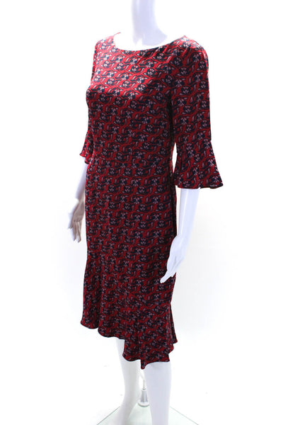 Boden Womens Long Sleeve Floral Print Maxi Dress Red Size 4