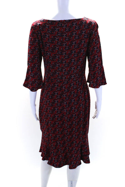 Boden Womens Long Sleeve Floral Print Maxi Dress Red Size 4