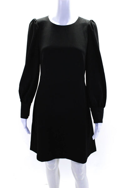 J Crew Womens Long Sleeve Round Neck Lined Sheath Dress Black Size 4