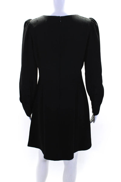 J Crew Womens Long Sleeve Round Neck Lined Sheath Dress Black Size 4