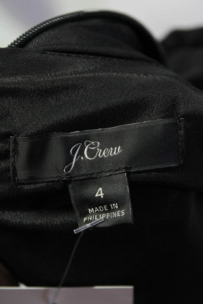J Crew Womens Long Sleeve Round Neck Lined Sheath Dress Black Size 4
