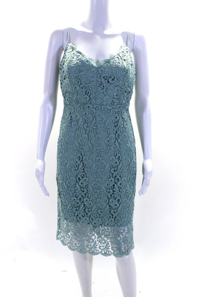 J Crew Womens Spaghetti Strap Sweetheart Lace Pencil Dress Blue Size 4