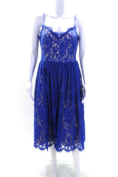 Eliza J Womens Spaghetti Strap Lace A Line Dress Blue Size 6