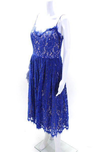 Eliza J Womens Spaghetti Strap Lace A Line Dress Blue Size 6