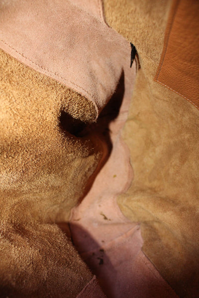 Barneys New York Women's Top Handle Suede Leather Tote Handbag Camel Size M