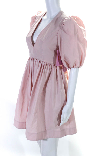 LDT Womens Woven Drawstring Square Neck Puff Sleeve A-Line Dress Pink Size 2