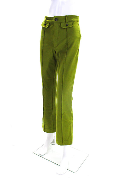 Everlane Womens High Waisted Pleated Straight Leg Trousers Green Size 4