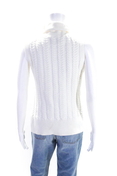 10 Crosby Derek Lam Womens Cable Knit Turtleneck Sweater Vest White Size Small