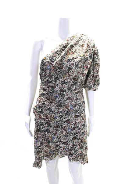 Etoile Isabel Marant Womens One Shoulder Floral Sheath Dress Beige Multi FR 42