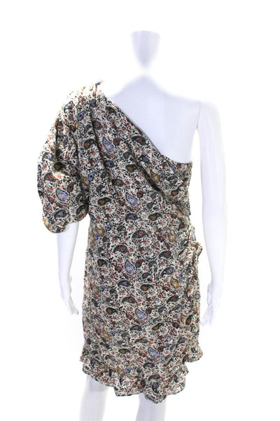 Etoile Isabel Marant Womens One Shoulder Floral Sheath Dress Beige Multi FR 42