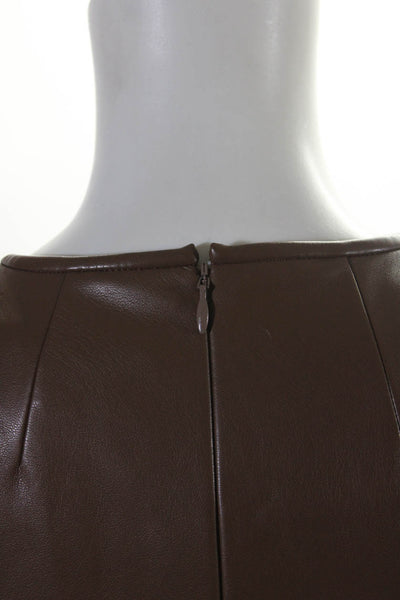 Toccin Womens Belted Faux Leather Sleeveless Sheath Dress Brown Size 2