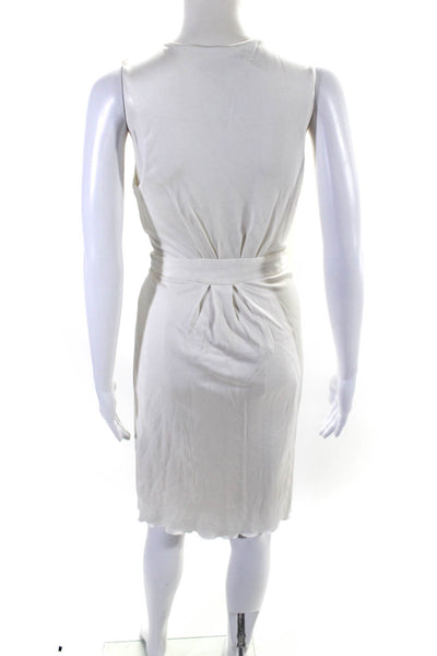 Alexander Wang Womens Knit Satin Sleeveless Wrap Flare Dress White Size 6