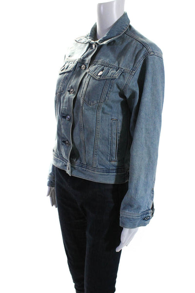 Everlane Womens Button Front Collared Oversized Jean Jacket Blue Size XS