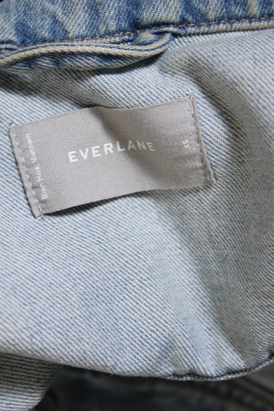 Everlane Womens Button Front Collared Oversized Jean Jacket Blue Size XS