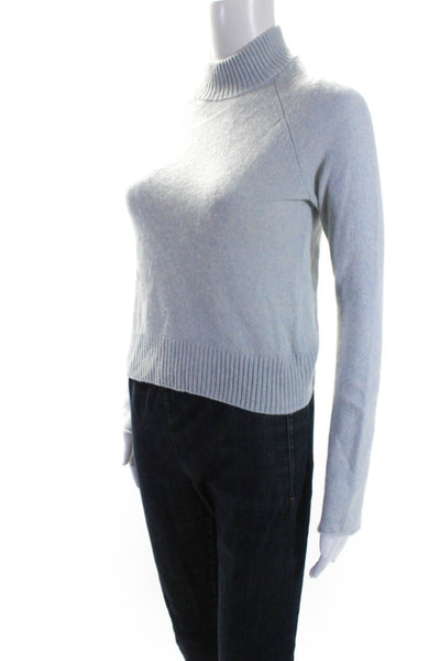 27 Miles Womens Cashmere Knit Long Sleeve Mock Neck Sweater Top Blue Size XS