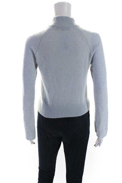 27 Miles Womens Cashmere Knit Long Sleeve Mock Neck Sweater Top Blue Size XS