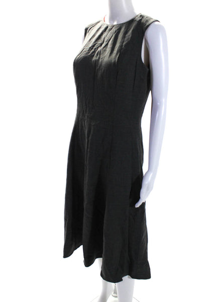 Tahari Womens Crew Neck Sleeveless Flare Swing Dress Gray Size 10