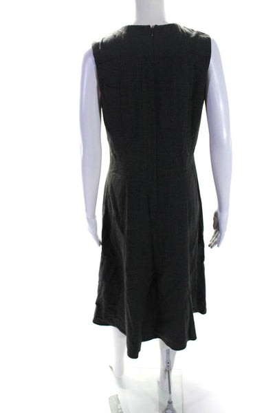 Tahari Womens Crew Neck Sleeveless Flare Swing Dress Gray Size 10