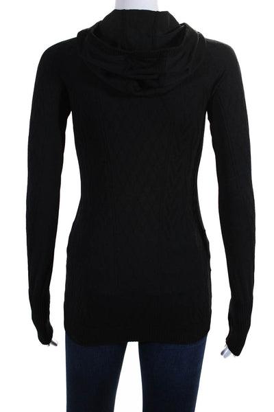 Lululemon Womens Long Textured Lightweight Hoodie Pullover Top Black Size Small