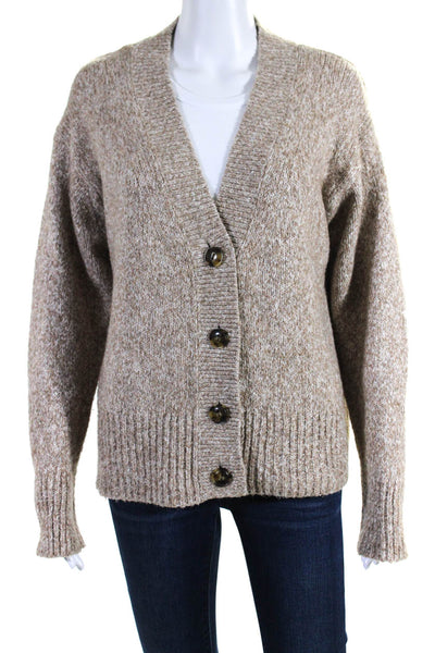Lou & Grey Womens Oversize V Neck Button Up Cardigan Sweater Brown Size XS