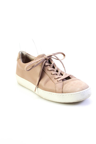 Vince Womens Lace Up Suede Cap Toe Low Top Sneakers Nude Leather Size 8M