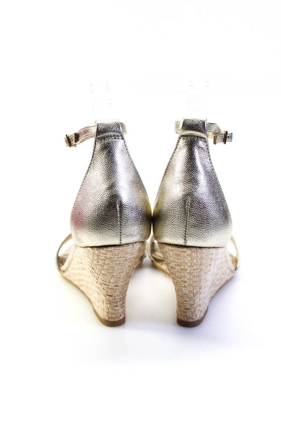 Lilly Pulitzer Womens Metallic Ankle Strap Bridgette Wedge Sandals Gold Tone 8M