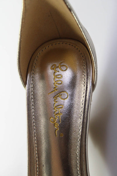 Lilly Pulitzer Womens Metallic Ankle Strap Bridgette Wedge Sandals Gold Tone 8M